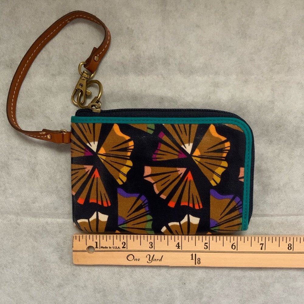 Fossil Keyper Canvas Pencil Shaving Ginkgo Print Zip Wristlet Wallet - Picture 6 of 10